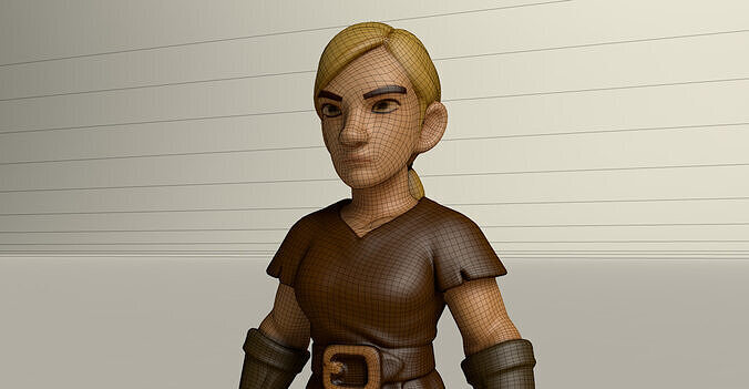 Stylized Game Ready Human Character Rigged named Ida Low-poly 3D model
