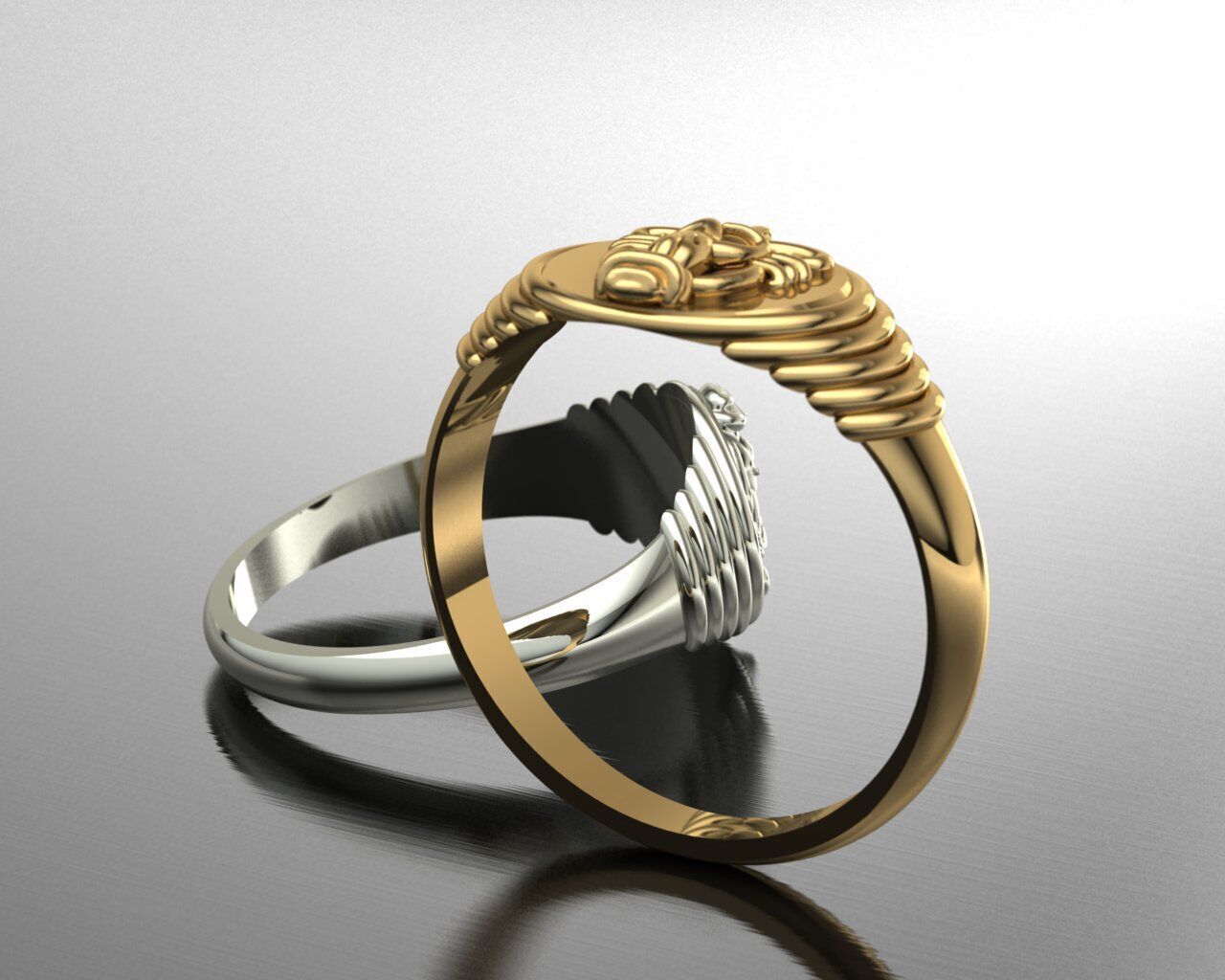 divine ganesha gold ring 3D print model_6