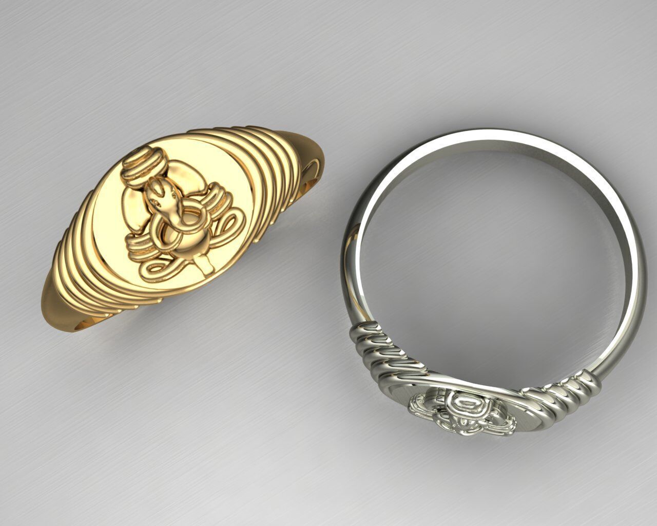 divine ganesha gold ring 3D print model_4