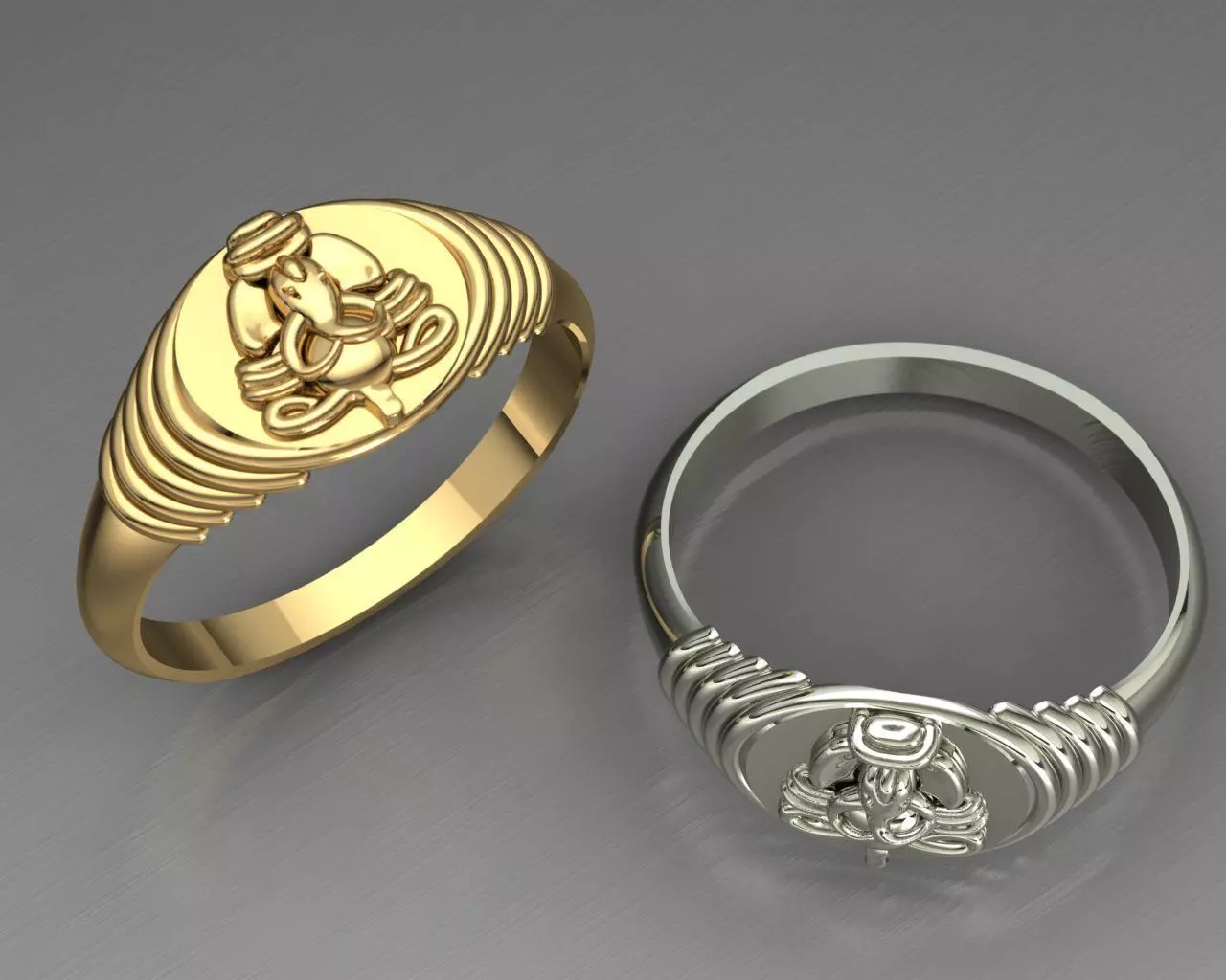 divine ganesha gold ring 3D print model_0