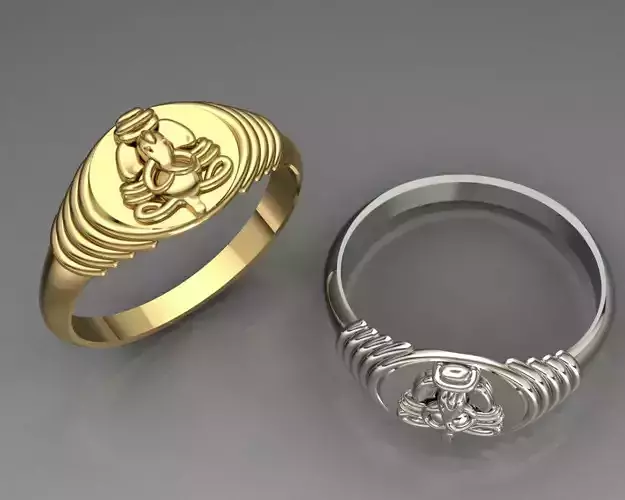 divine ganesha gold ring 3D print model