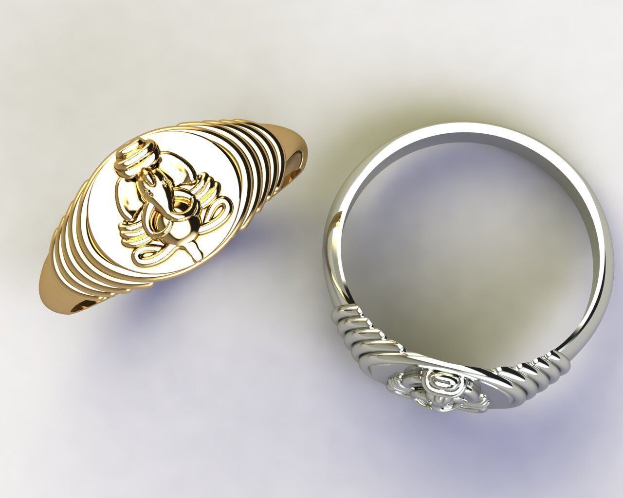 divine ganesha gold ring 3D print model_3
