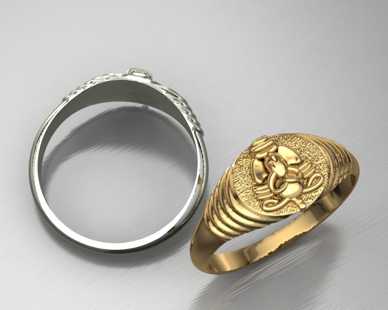 divine ganesha gold ring 3D print model_9