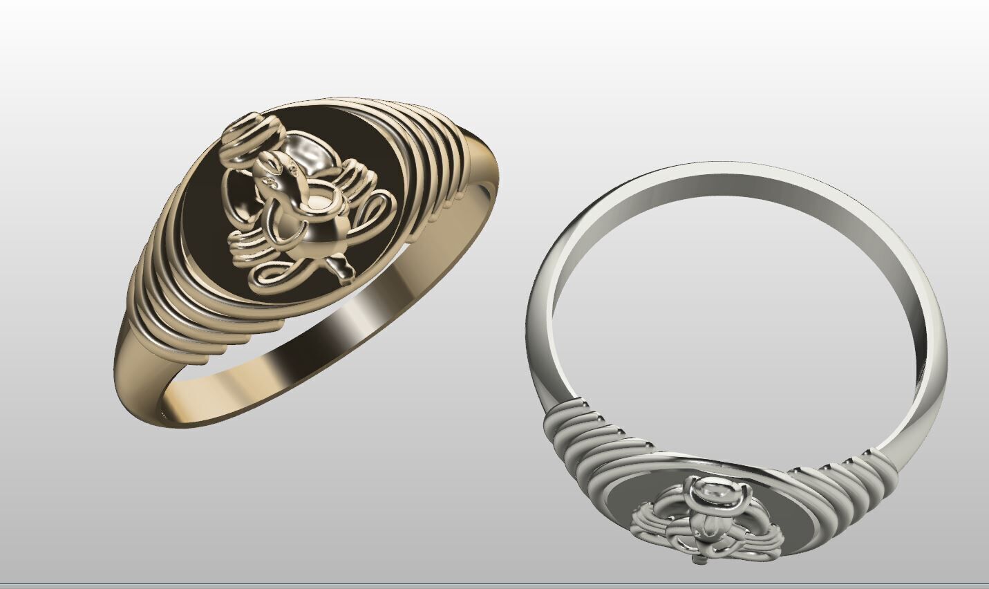 divine ganesha gold ring 3D print model_1