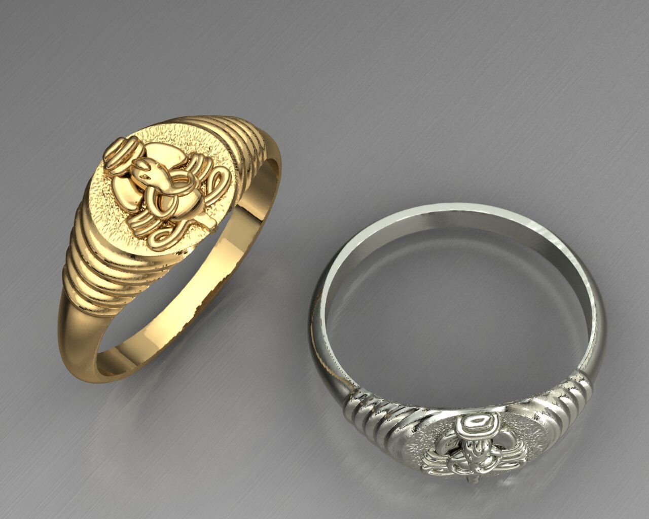 divine ganesha gold ring 3D print model_7