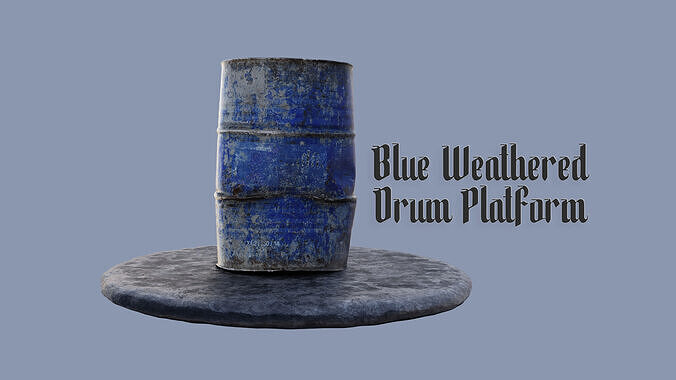 Blue Weathered Drum Platform - Game Ready 3D Asset 3D model