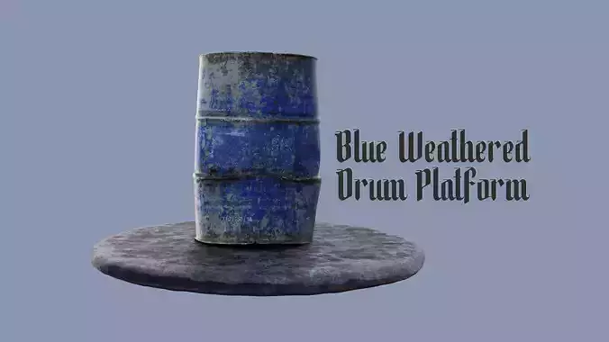 Blue Weathered Drum Platform - Game Ready 3D Asset