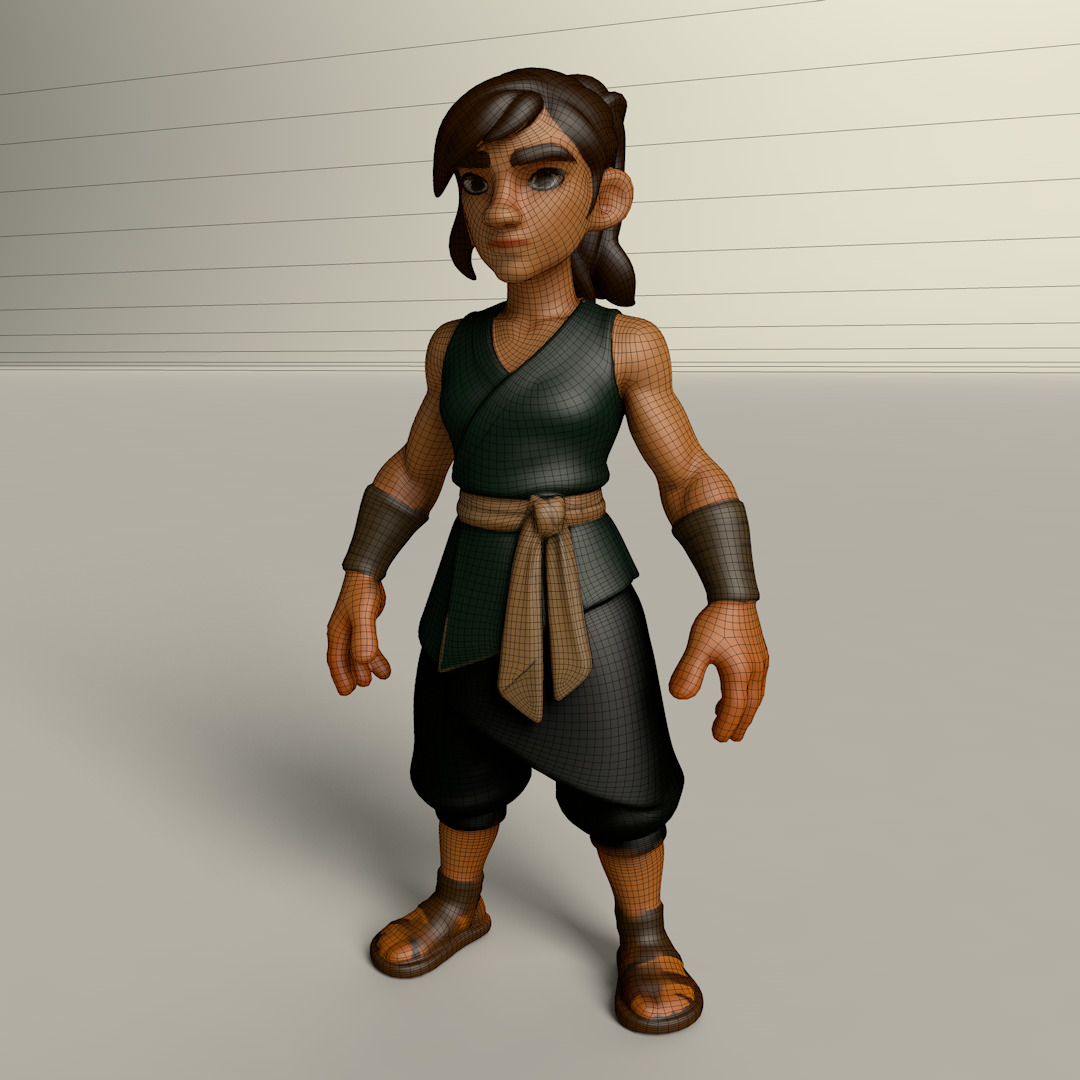 Stylized Game Ready Human Character Rigged named Kolama Low-poly 3D model_2