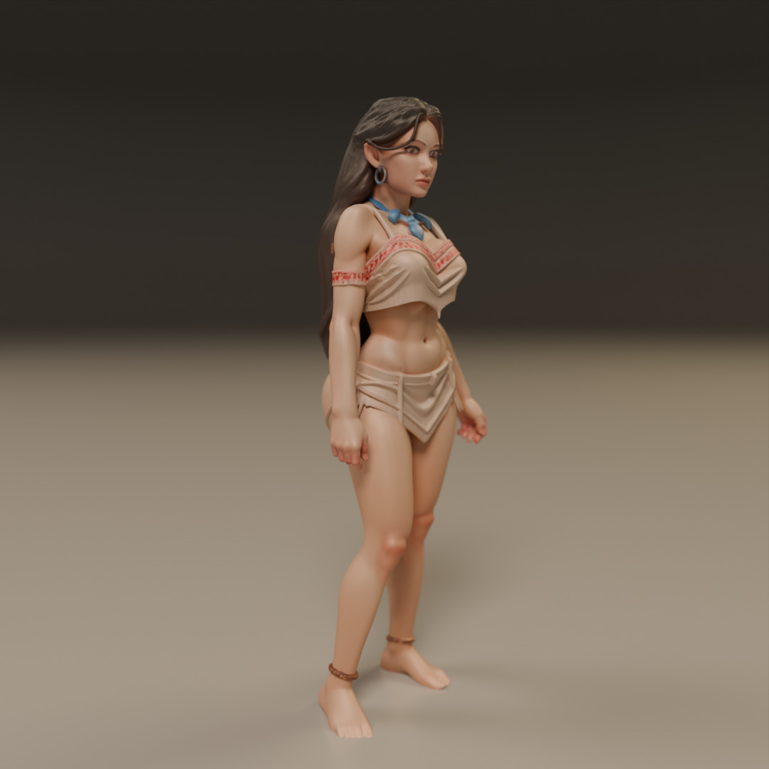 pocahontas  pin-up 3D print model_8
