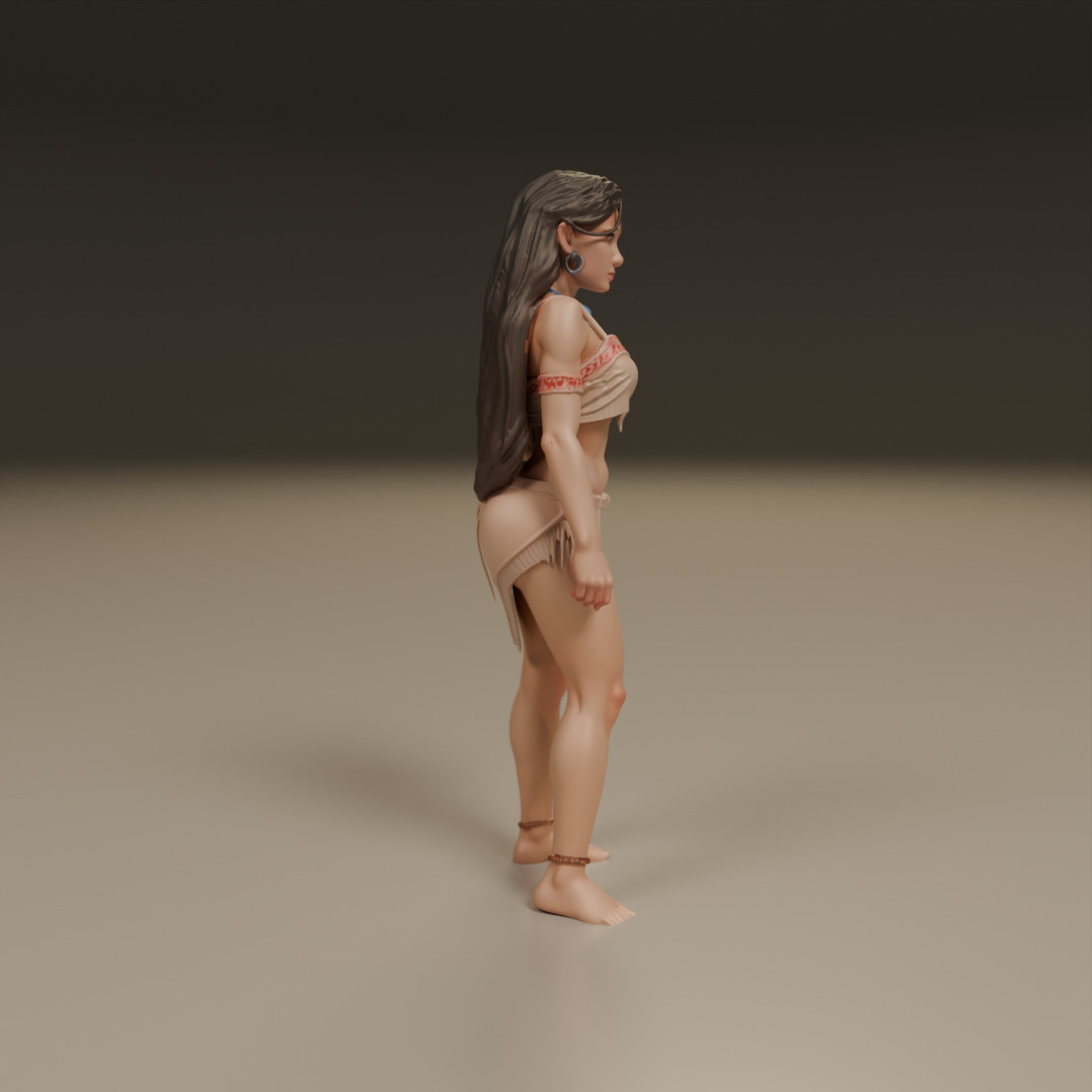 pocahontas  pin-up 3D print model_2