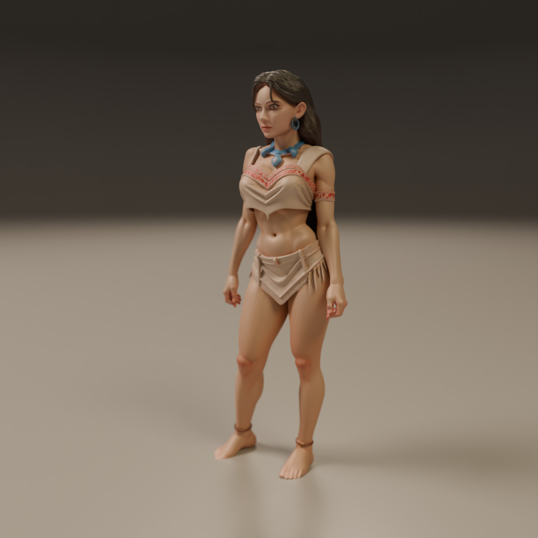 pocahontas  pin-up 3D print model_10