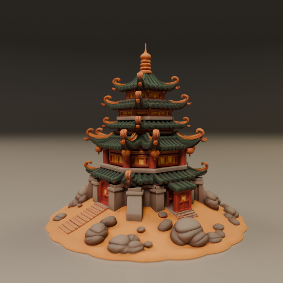 chinese temple 3D print model_4