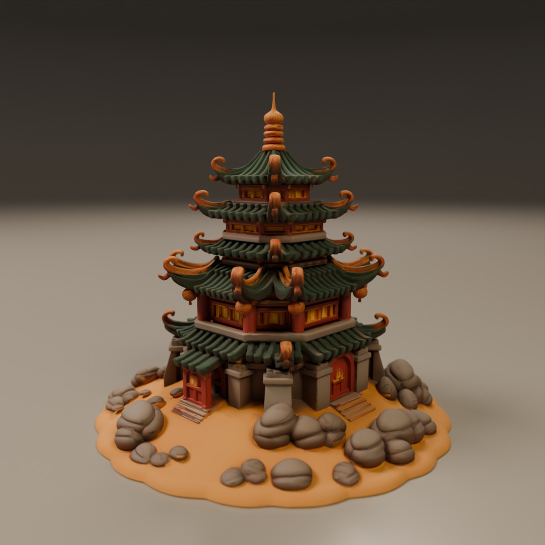 chinese temple 3D print model_5