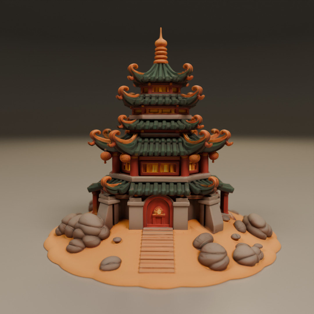 chinese temple 3D print model_1