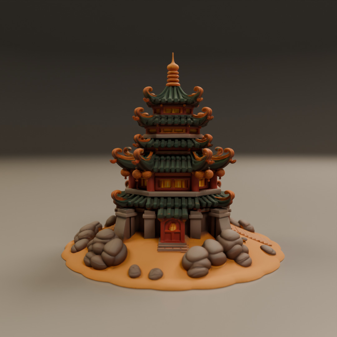 chinese temple 3D print model_3