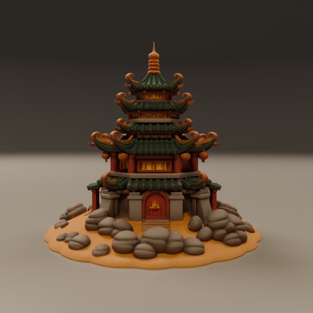 chinese temple 3D print model_2