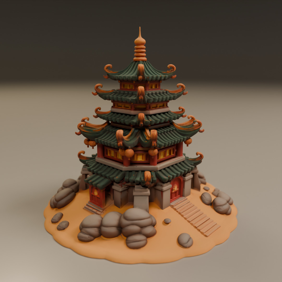 chinese temple 3D print model_7