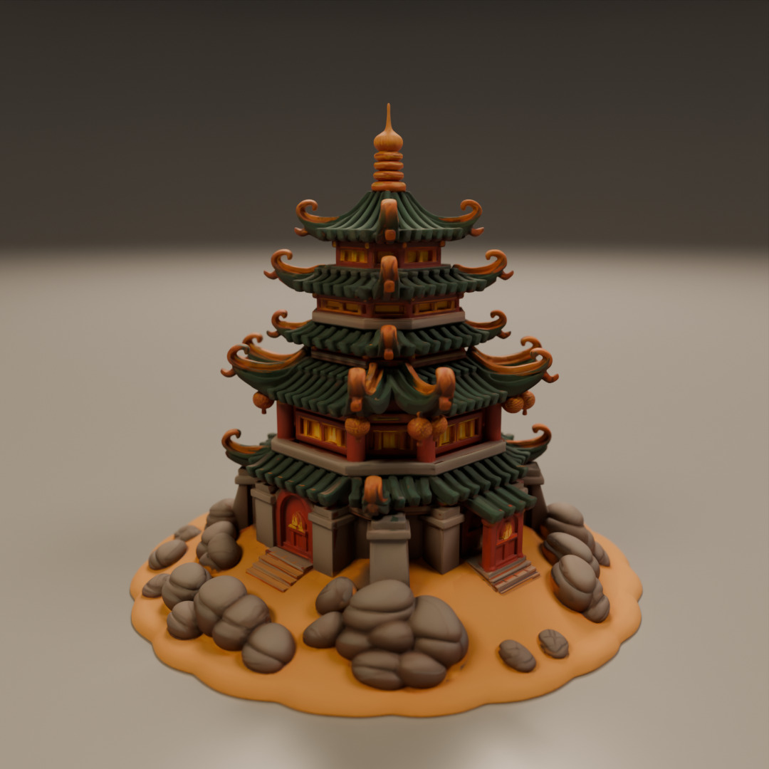 chinese temple 3D print model_6