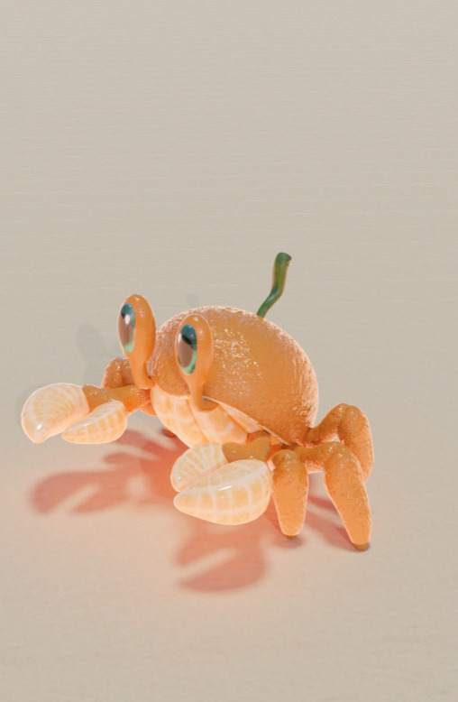 Orange crab Low-poly 3D model_1