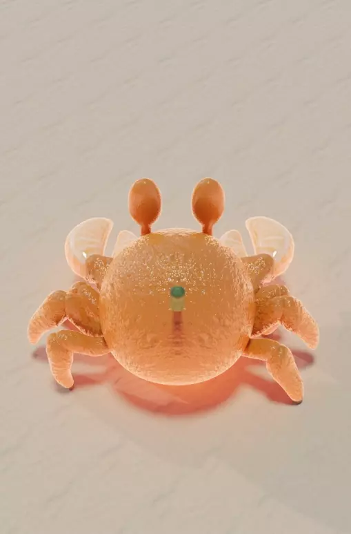 Orange crab Low-poly 3D model_0