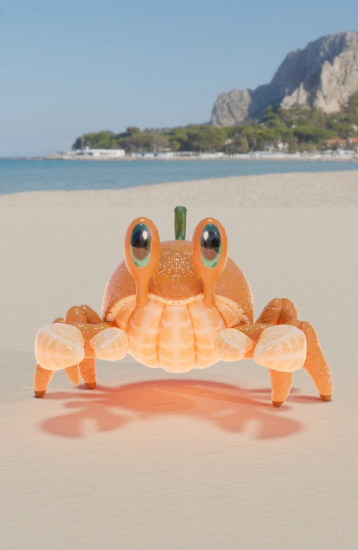 Orange crab Low-poly 3D model_2