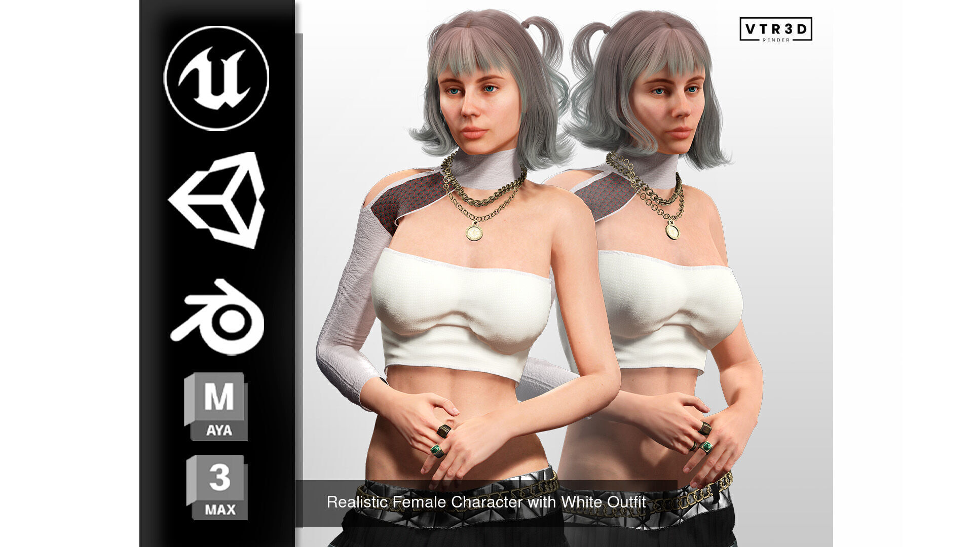 4 Realistic Game Ready Women for Unreal Unity Blender 3D Model Collection_9