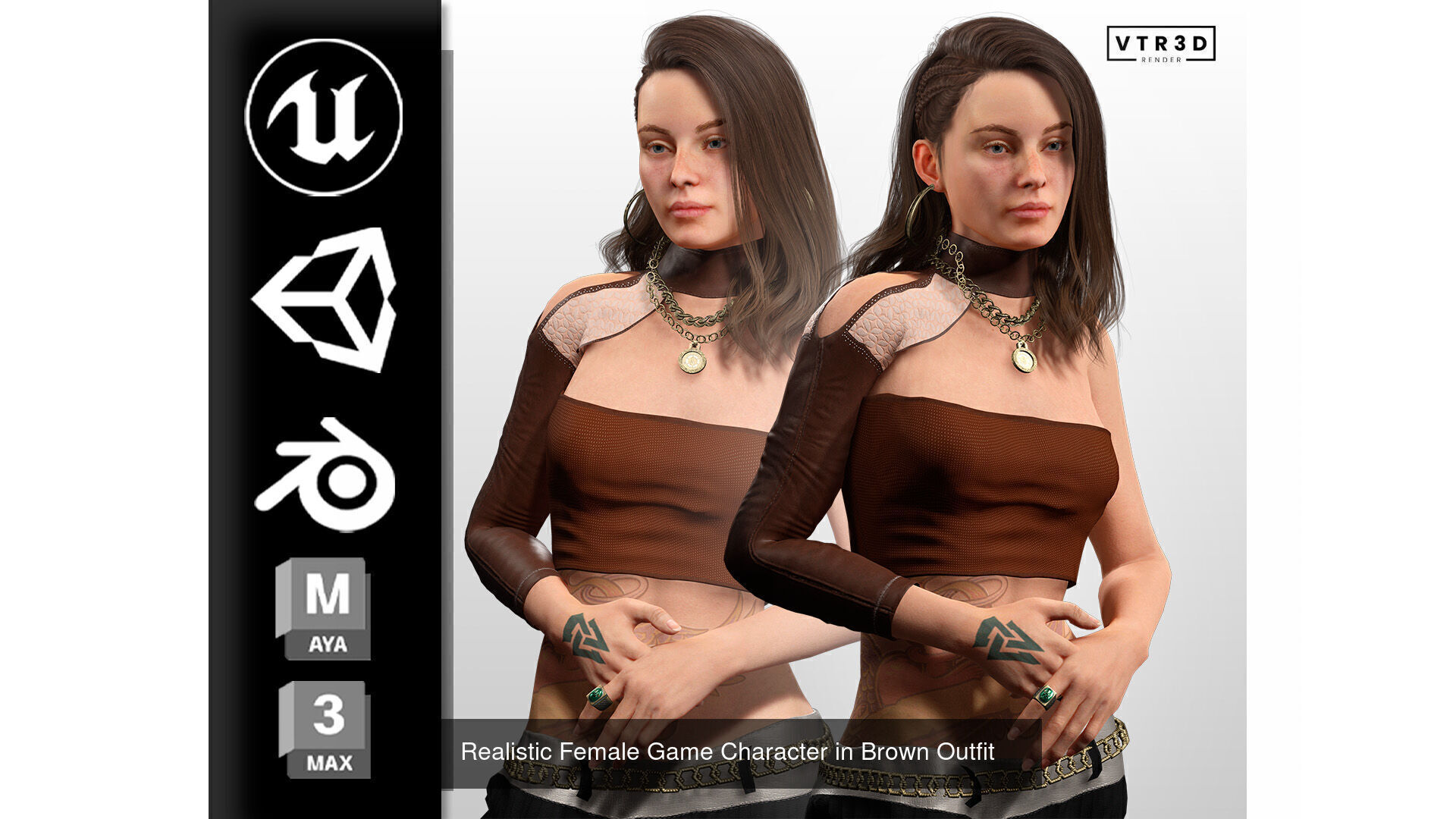 4 Realistic Game Ready Women for Unreal Unity Blender 3D Model Collection_8