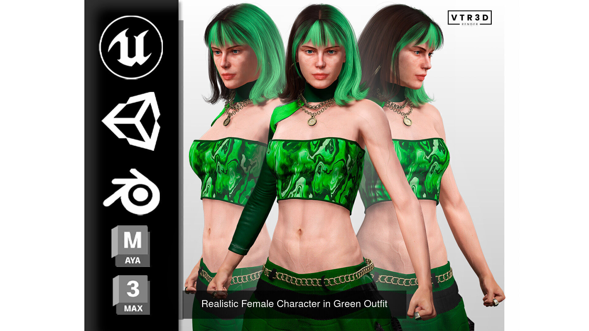 4 Realistic Game Ready Women for Unreal Unity Blender 3D Model Collection_7