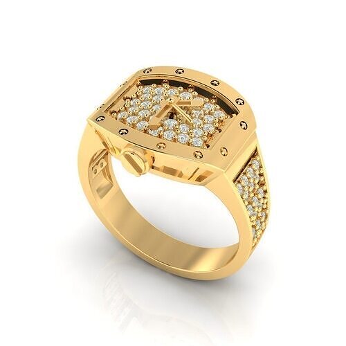 WATCH RING WITH DIAMONDS 3D print model