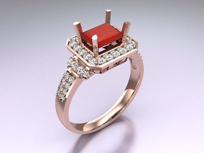 Rectangular Stone Rings - Womens Rings - N723810 3D print model