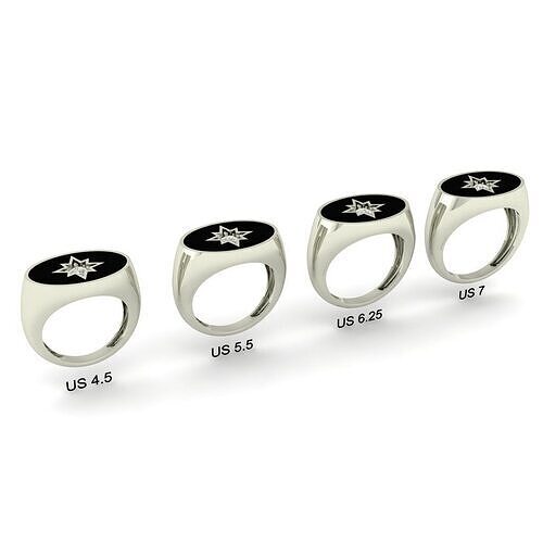 STAR RING with enamel 4 sizes  USA 3D print model