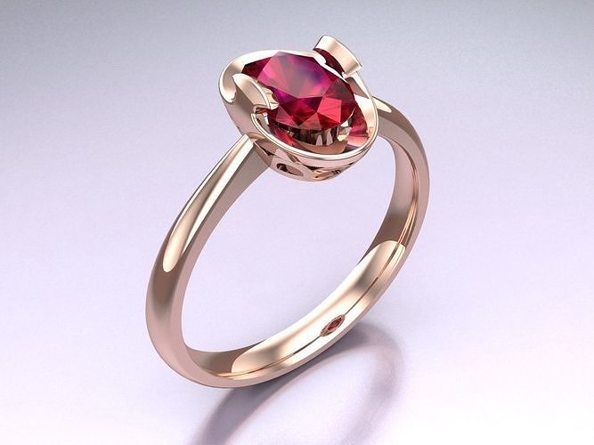 Oval stone ring - Womens  Rings - N725854 3D print model