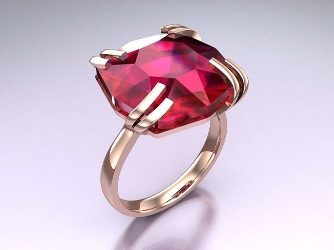 Square Stone Rings - Womens Rings - N725027 3D print model