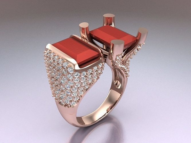 Rectangular Stone Rings - Womens Rings - N725417 3D print model