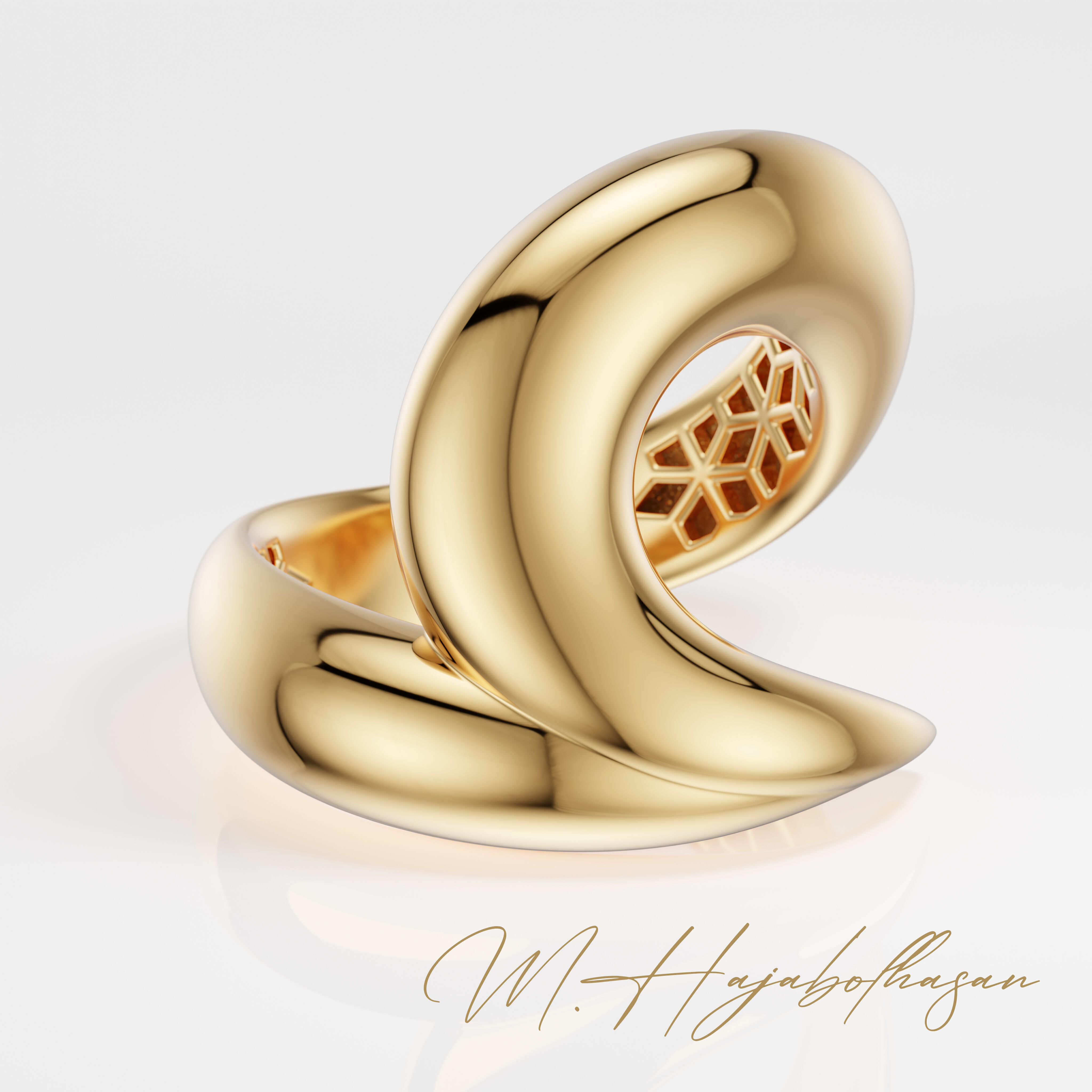Velora Twist Gold Diamond Ring 3D print model_3