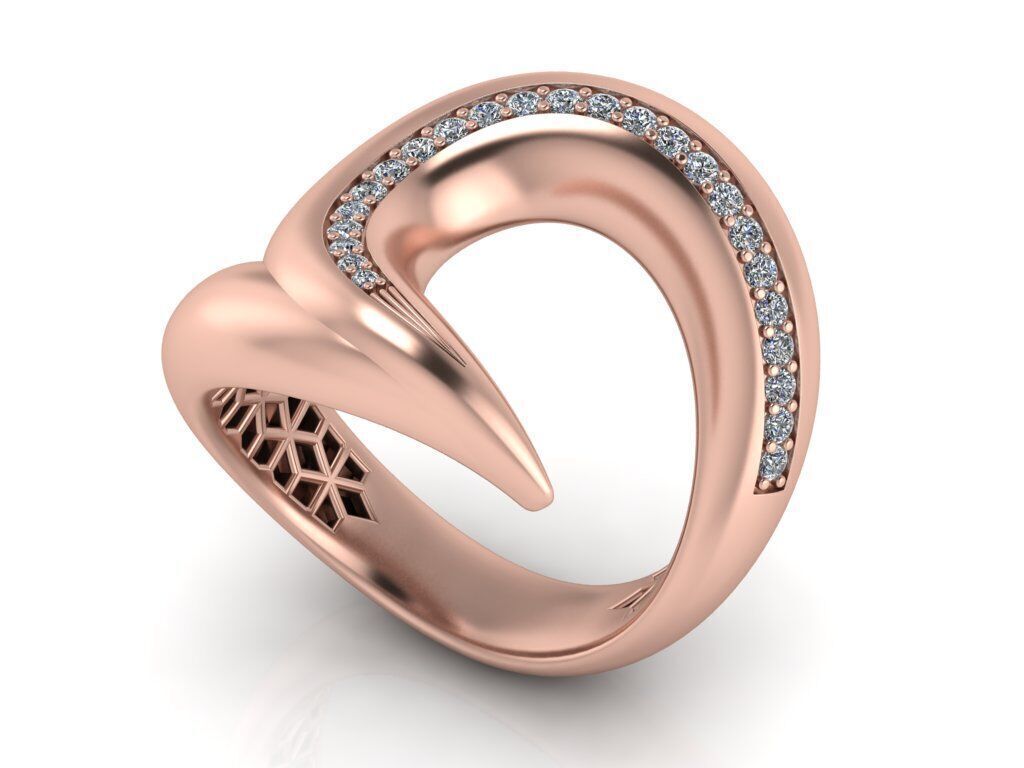 Velora Twist Gold Diamond Ring 3D print model_29
