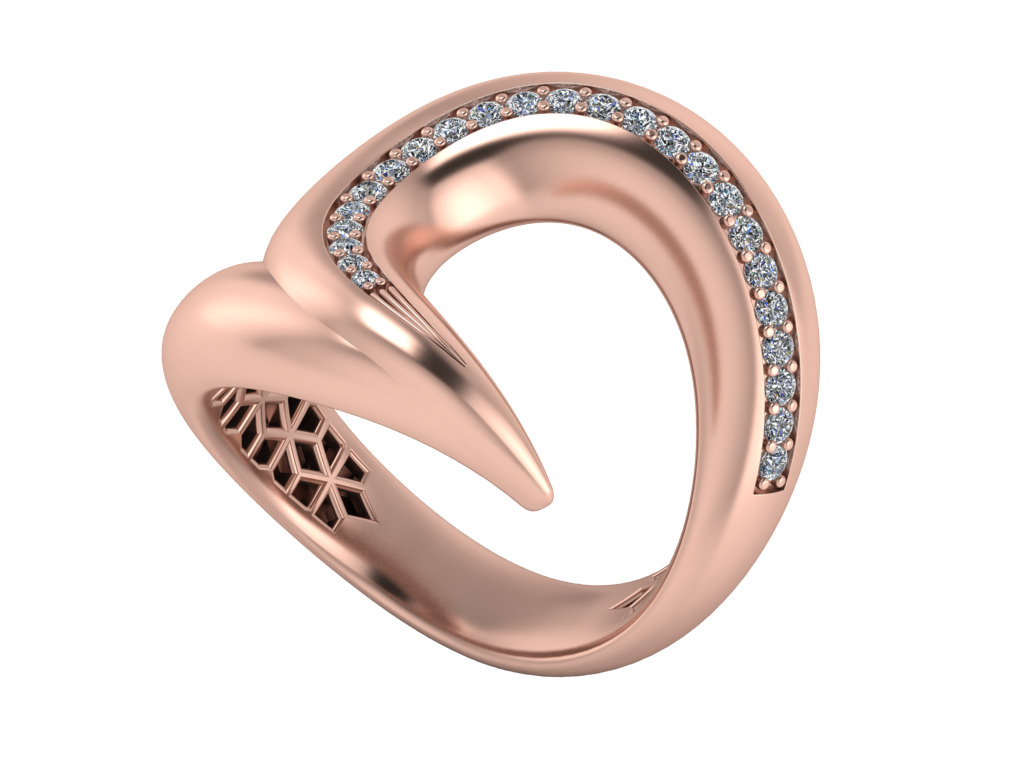Velora Twist Gold Diamond Ring 3D print model_30