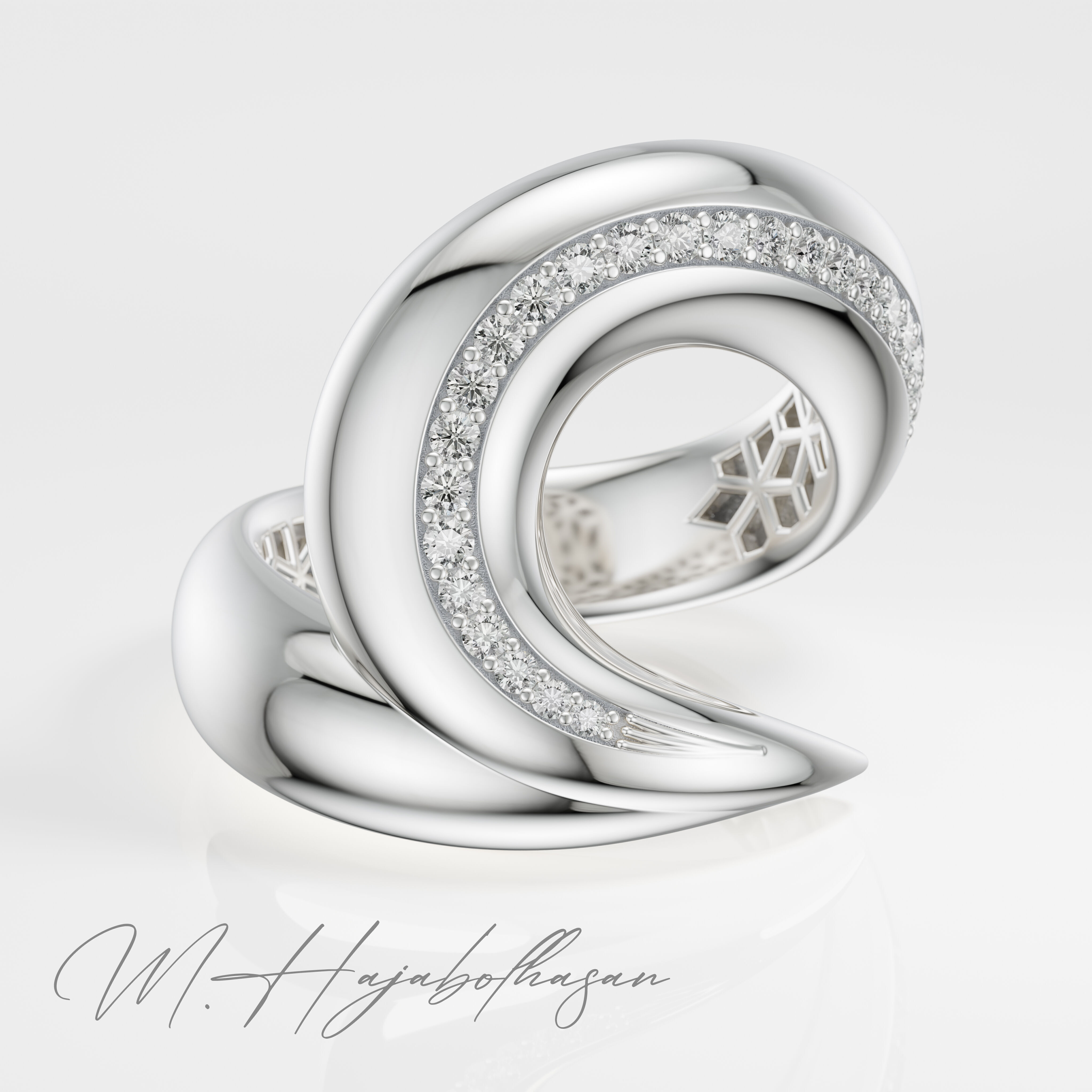 Velora Twist Gold Diamond Ring 3D print model_4
