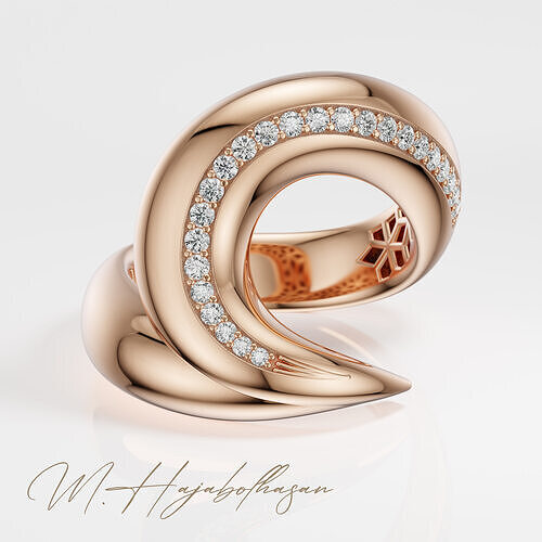 Velora Twist Gold Diamond Ring 3D print model