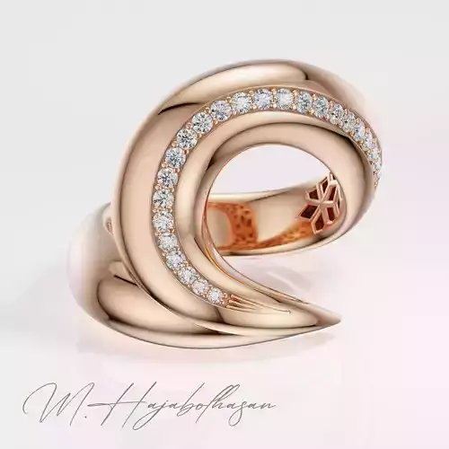 Velora Twist Gold Diamond Ring 3D print model