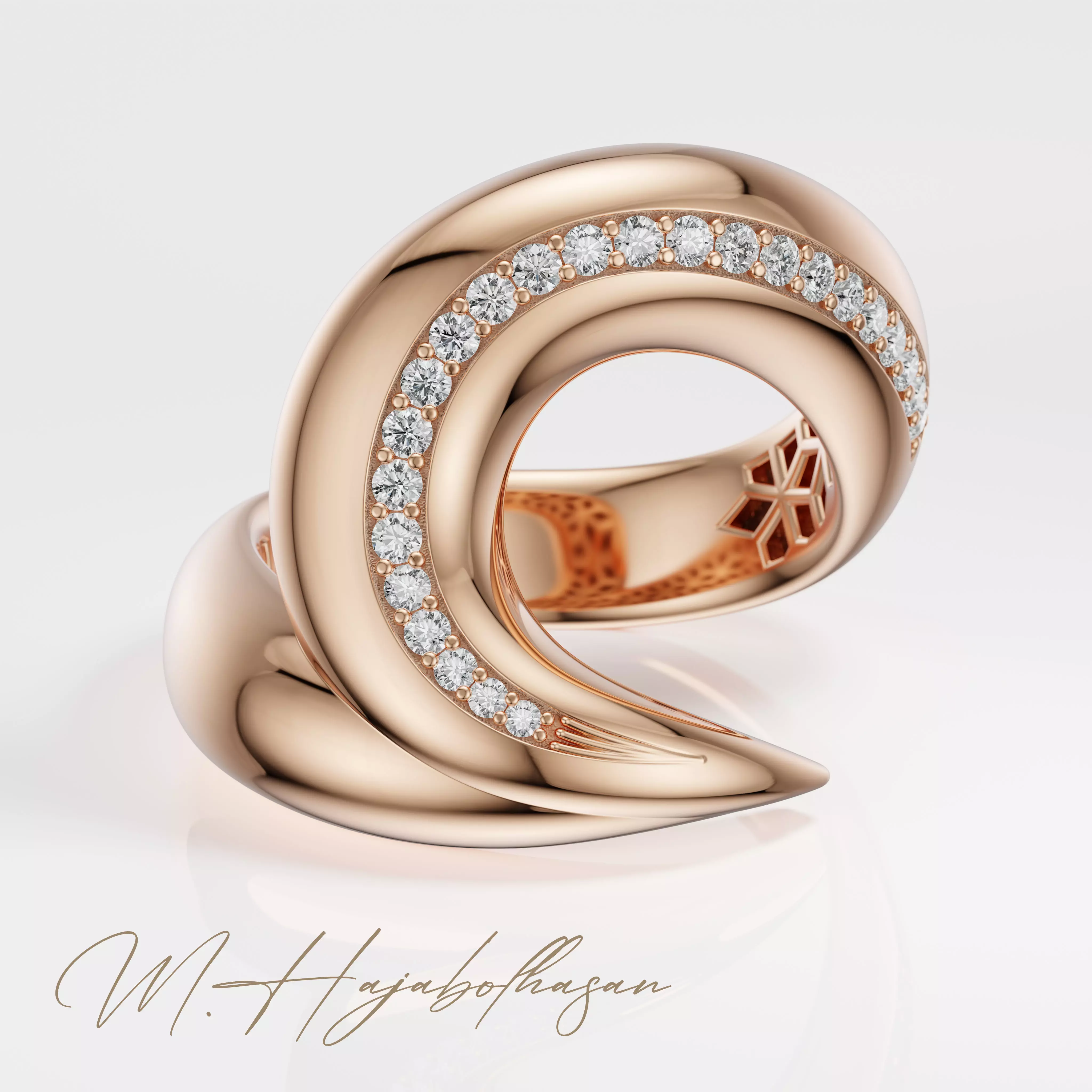 Velora Twist Gold Diamond Ring 3D print model_0