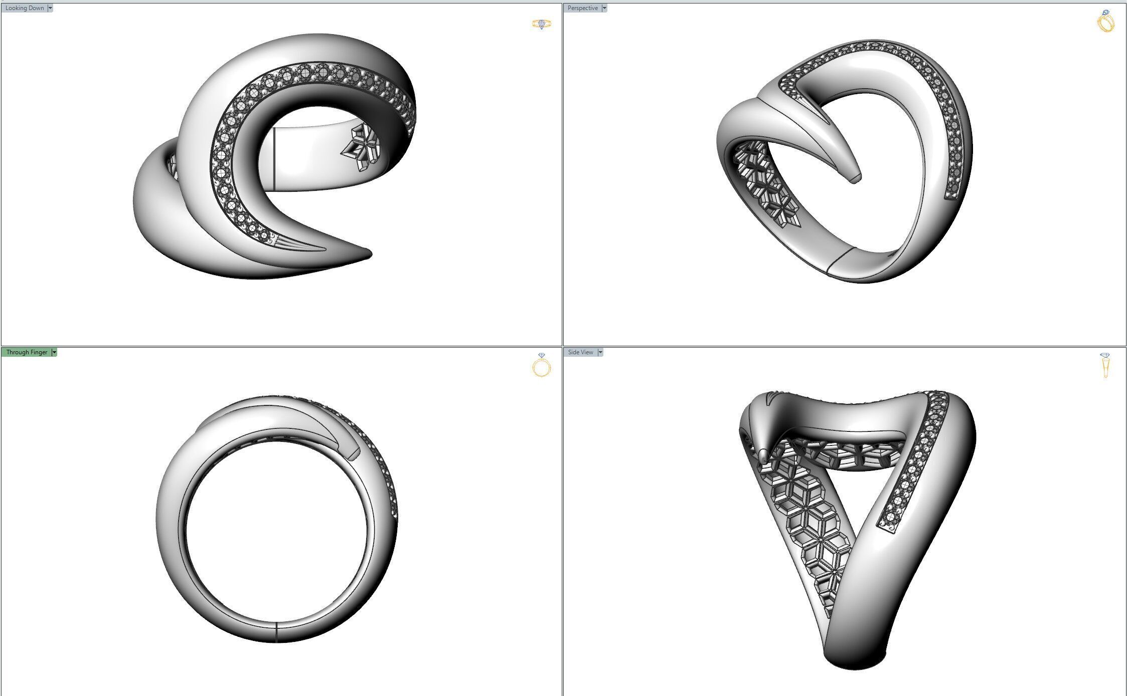 Velora Twist Gold Diamond Ring 3D print model_28