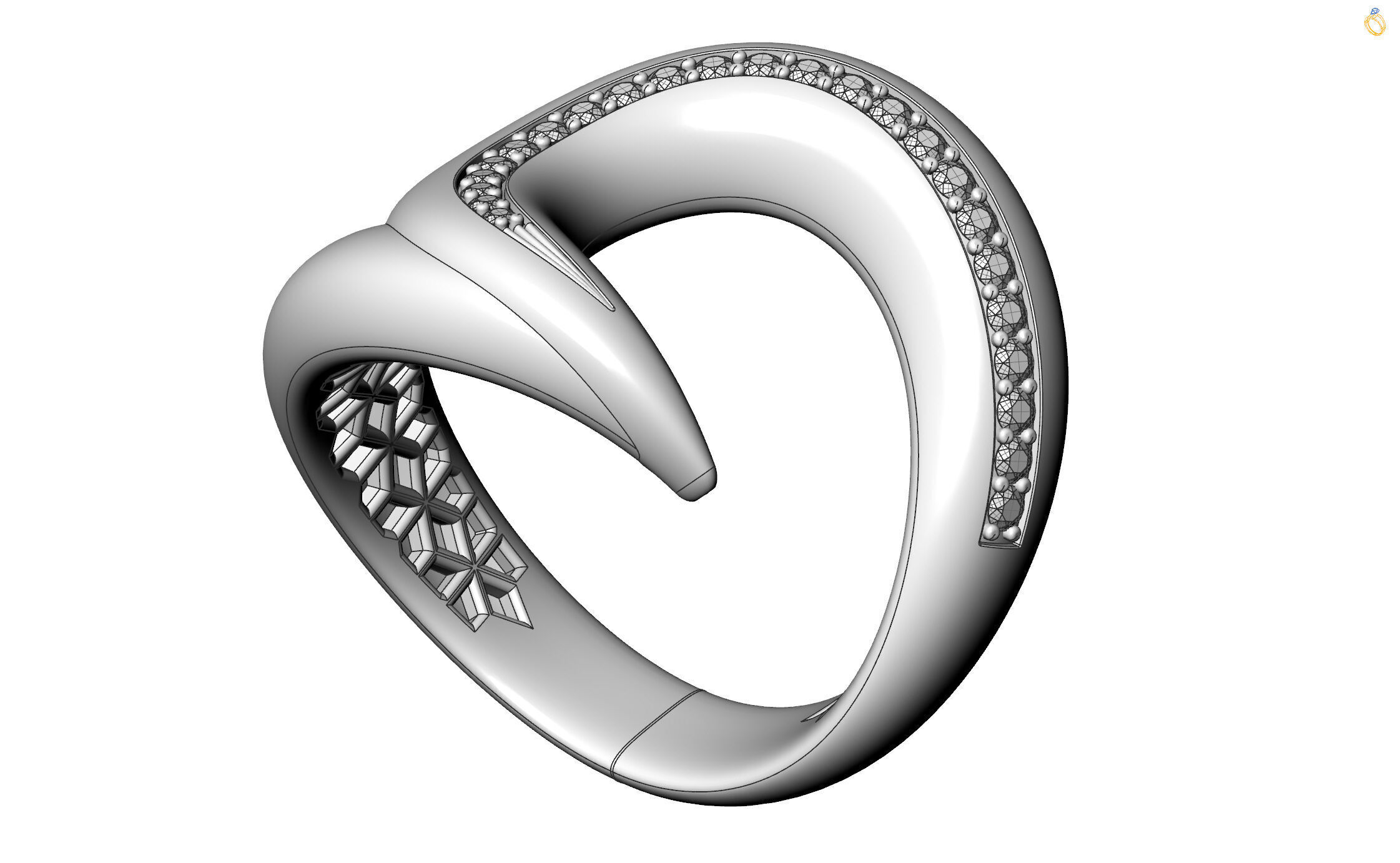 Velora Twist Gold Diamond Ring 3D print model_27