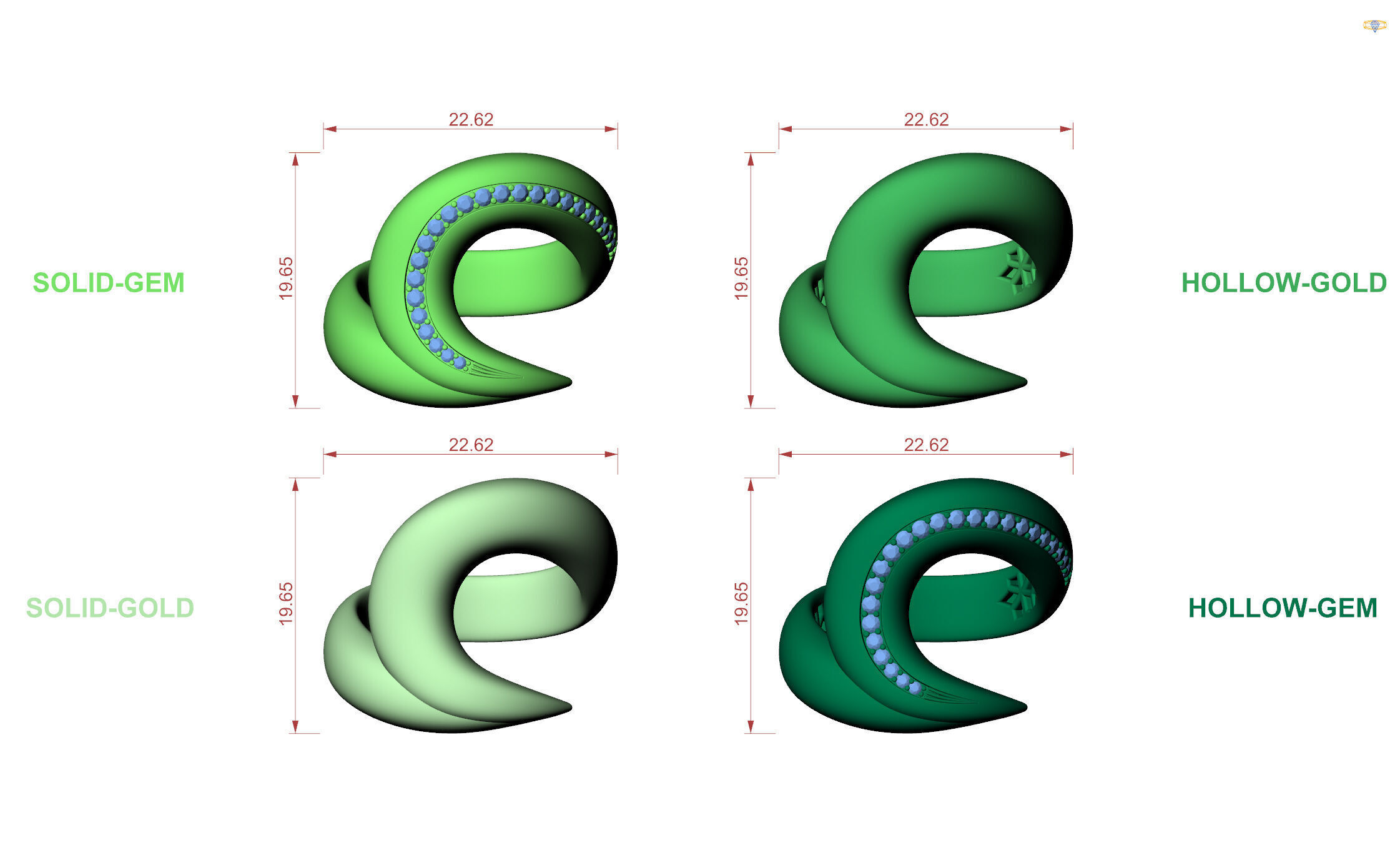 Velora Twist Gold Diamond Ring 3D print model_5