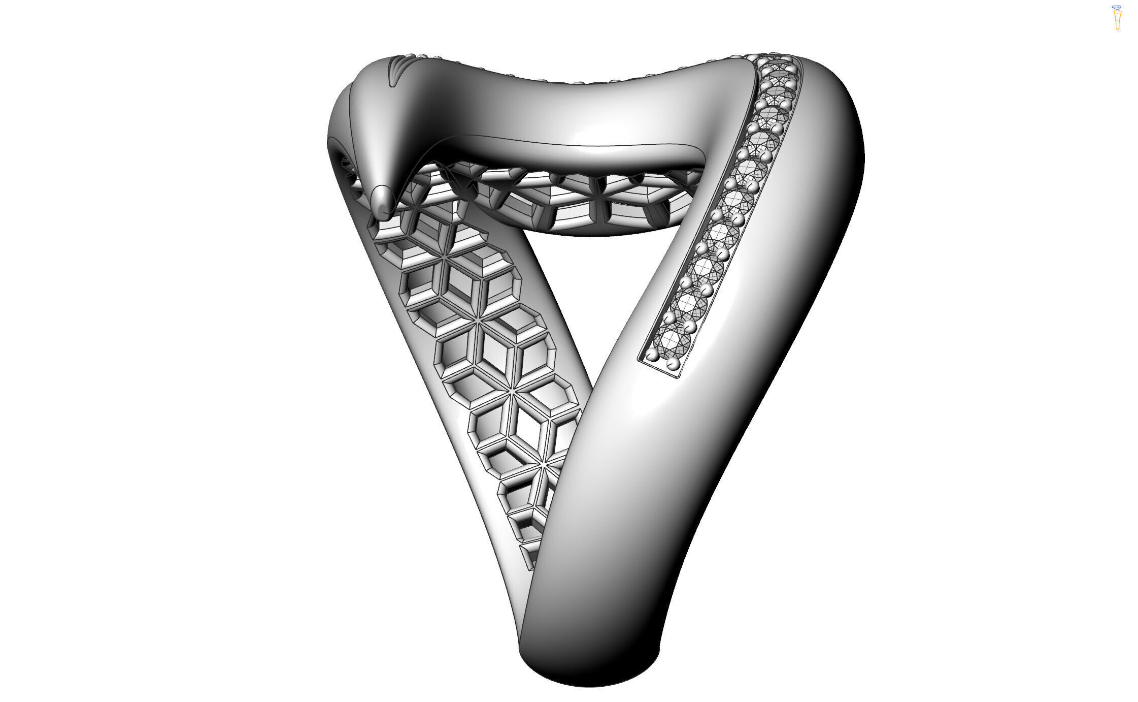 Velora Twist Gold Diamond Ring 3D print model_26