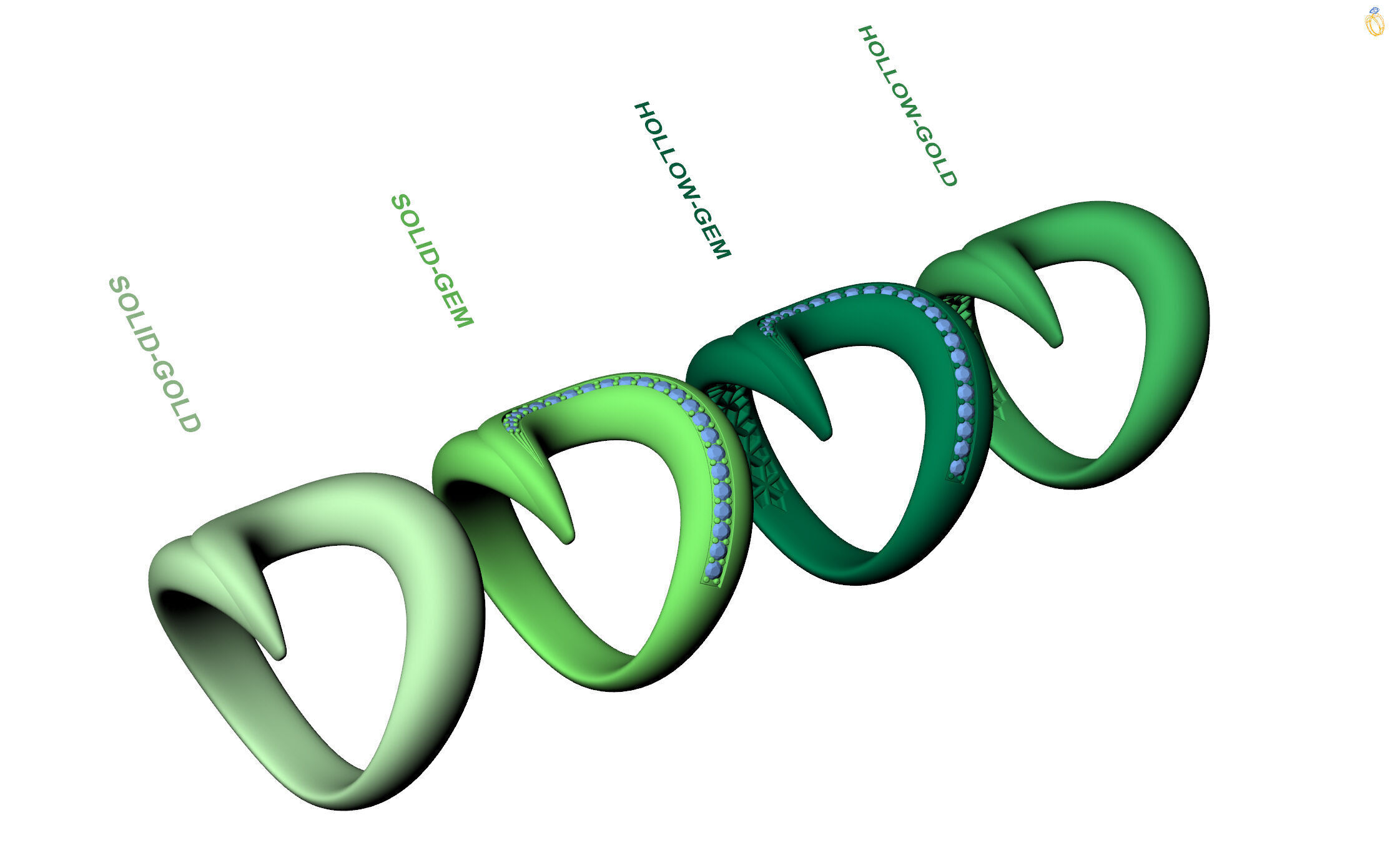 Velora Twist Gold Diamond Ring 3D print model_8