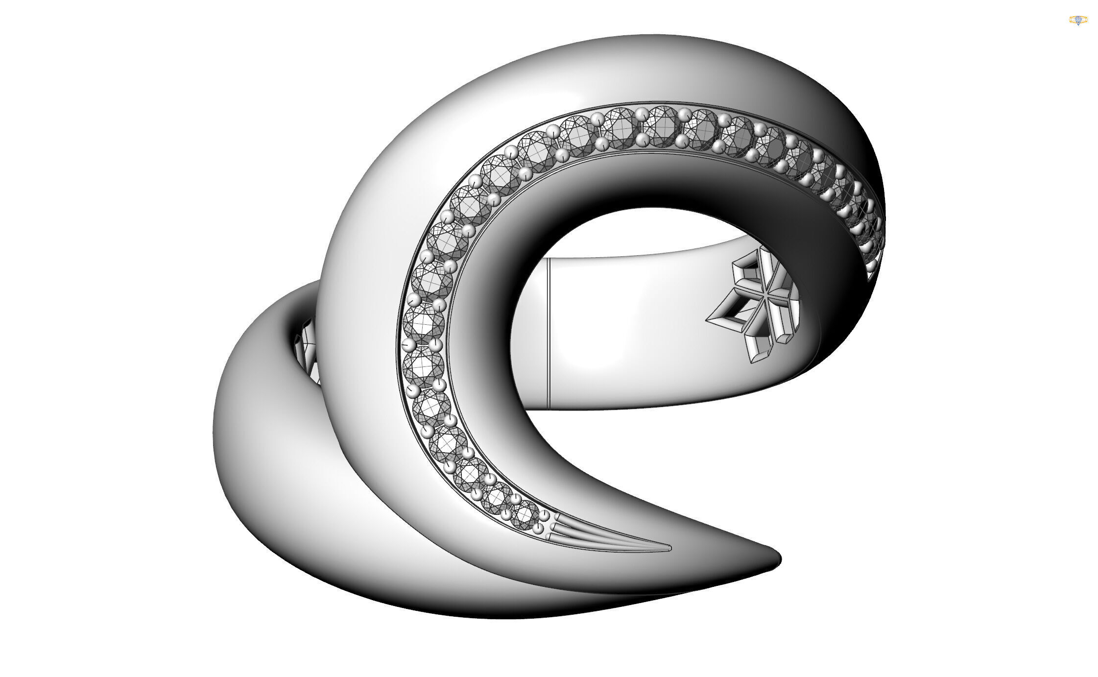 Velora Twist Gold Diamond Ring 3D print model_23