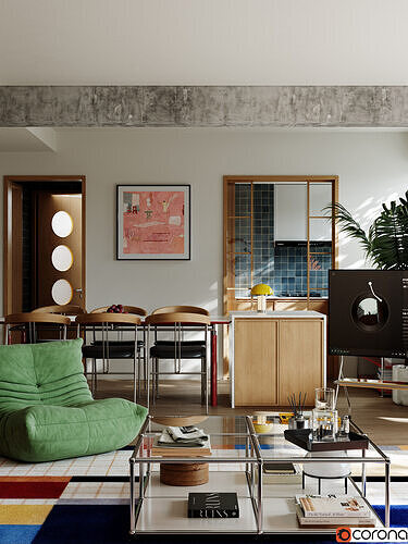 Colorful Pop Art Interior with Retro Furniture 384 3D model