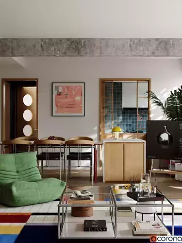 Colorful Pop Art Interior with Retro Furniture 384 3D model