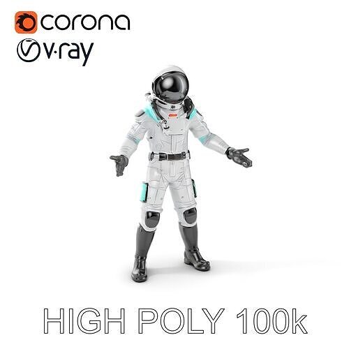 Futuristic Astronaut Rigged and Animated D Character Model Low-poly 3D model